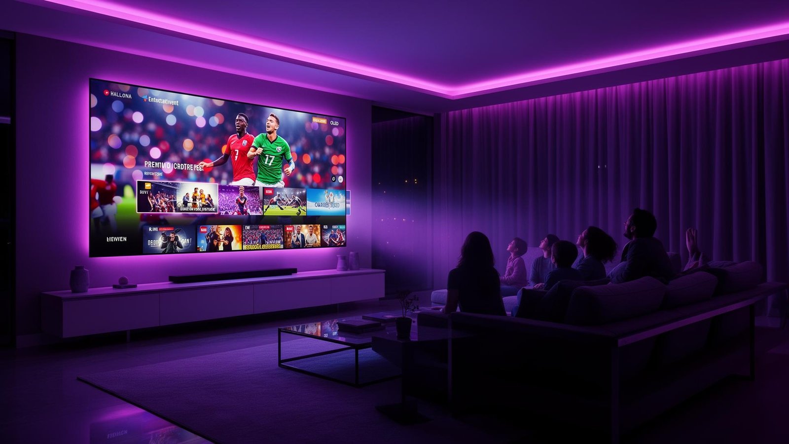 Mejor servicio IPTV España — streaming premium 4K en sala de cine